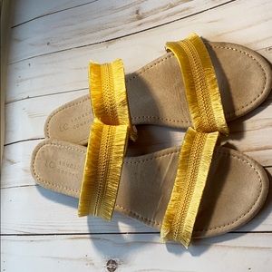 LC Lauren Conrad yellow tassel sandals